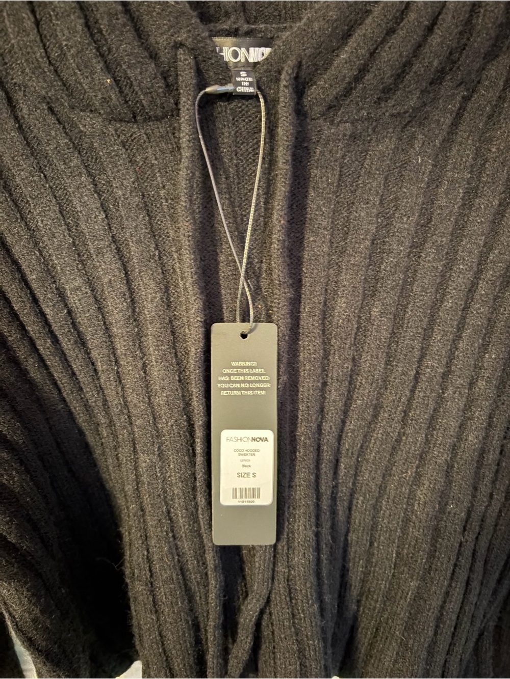 Cropped Ribbed Knit Hoodie - Picture 3 of 5